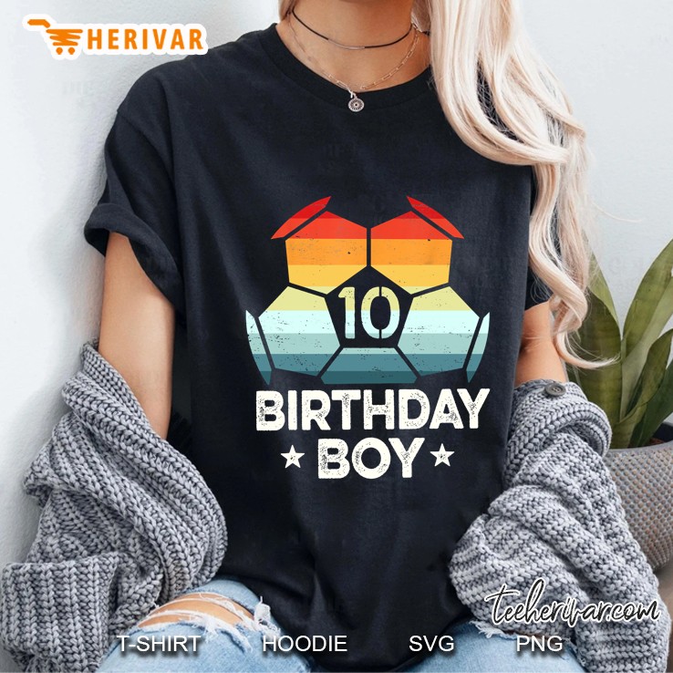 10th Birthday Boy Soccer Vintage Version Ladies Tee