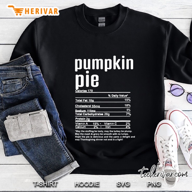 Pumpkin Pie Calories 170 % Daily Value Black Version Sweatshirt