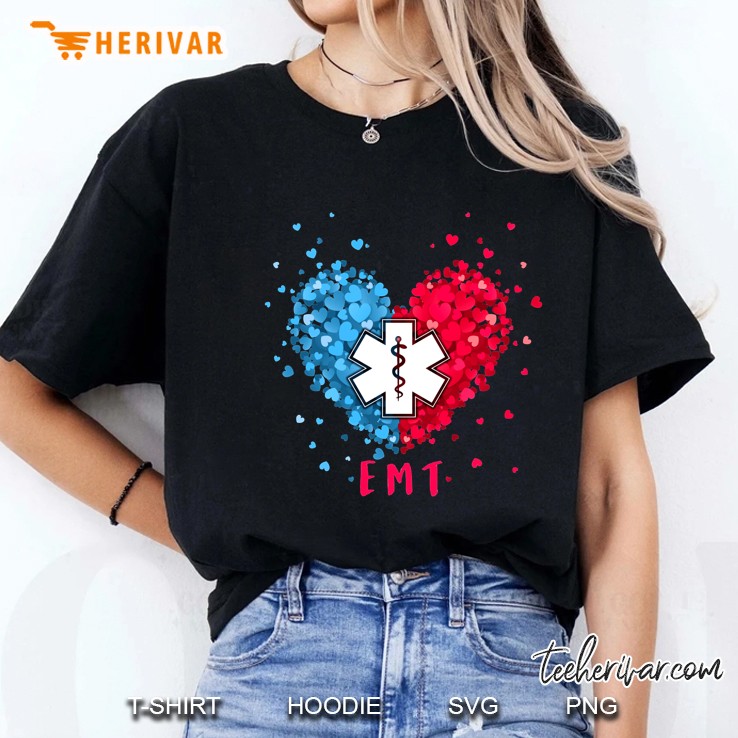EMT Blue Red Heart Version Ladies Tee