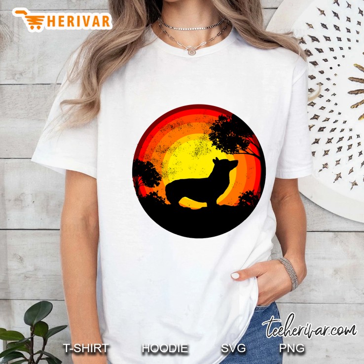 Welsh Corgi Vintage Sunset Ladies Tee