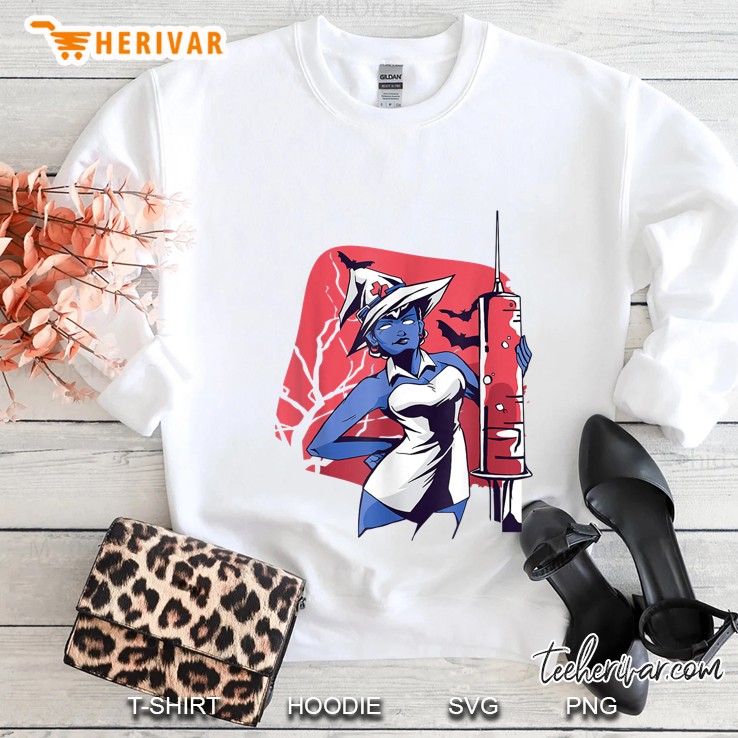 Halloween Witch Nurse Gift Witch Hat Broom Syringe Lover Sweatshirt