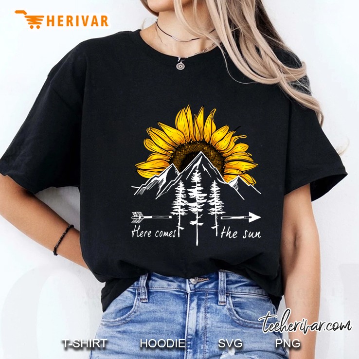 Here Comes The Sun Mountain Sunflower Version Ladies Tee