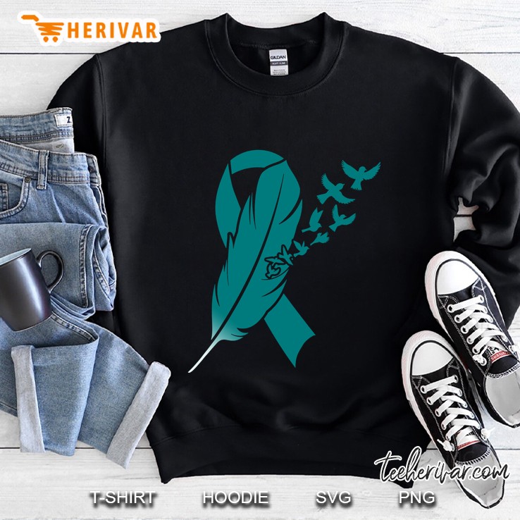 Ovarian Cancer Awareness Feather Ribbon Version Sweatshirt