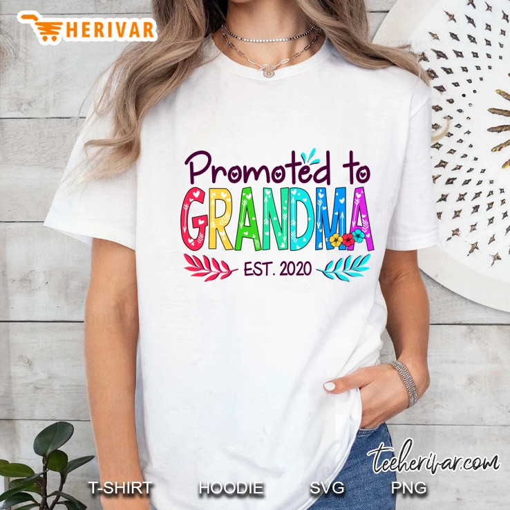 Promoted To Grandma Est 2020 Floral Version2 Ladies Tee