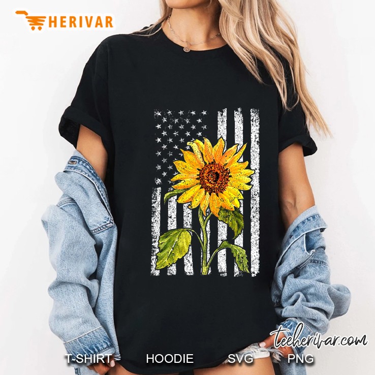 Sunflower American Flag Version2 Ladies Tee