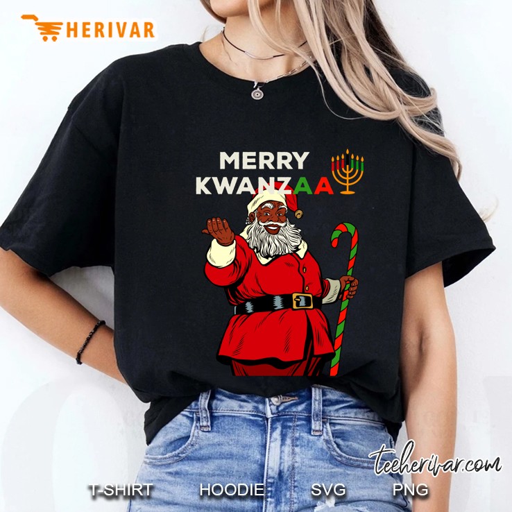 Merry Kwanzaa Black Santa African American Christmas Ladies Tee