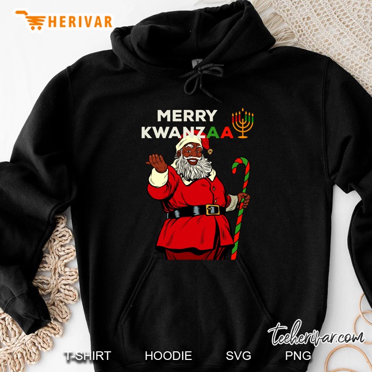 Merry Kwanzaa Black Santa African American Christmas Hoodie