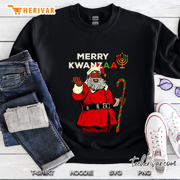 Merry Kwanzaa Black Santa African American Christmas Sweatshirt