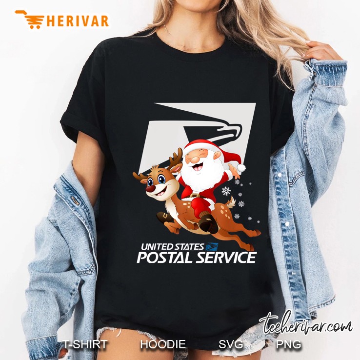 United States Postal Service Santa Riding Reindeer Version Ladies Tee