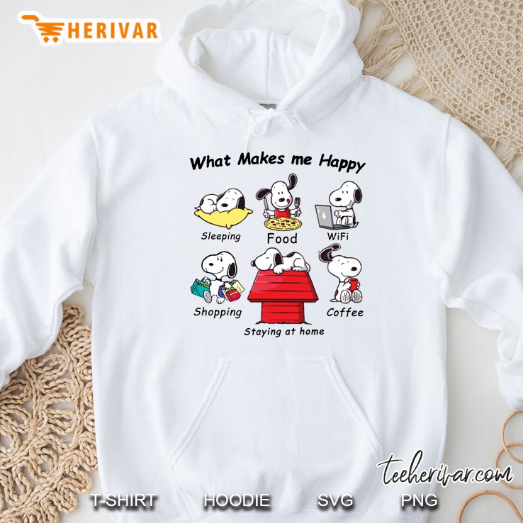 What Makes Me Happy Sleeping Food Wifi Shopping Coffee Staying At Home Snoopy Version Hoodie