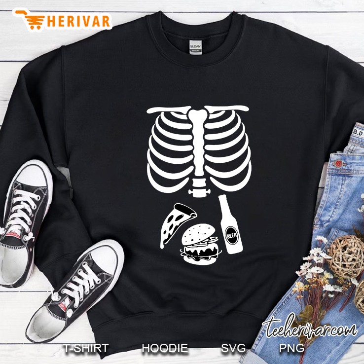 Skeleton Pregnancy Pizza Hamburger Beer Xray Sweatshirt