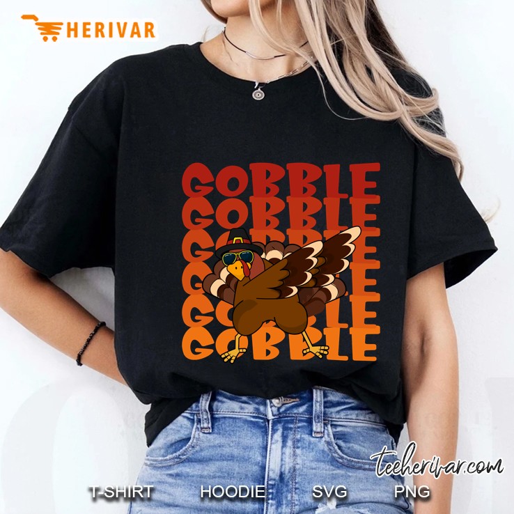 Thanksgiving Funny Dabbing Turkey Gobble Gobble Ladies Tee