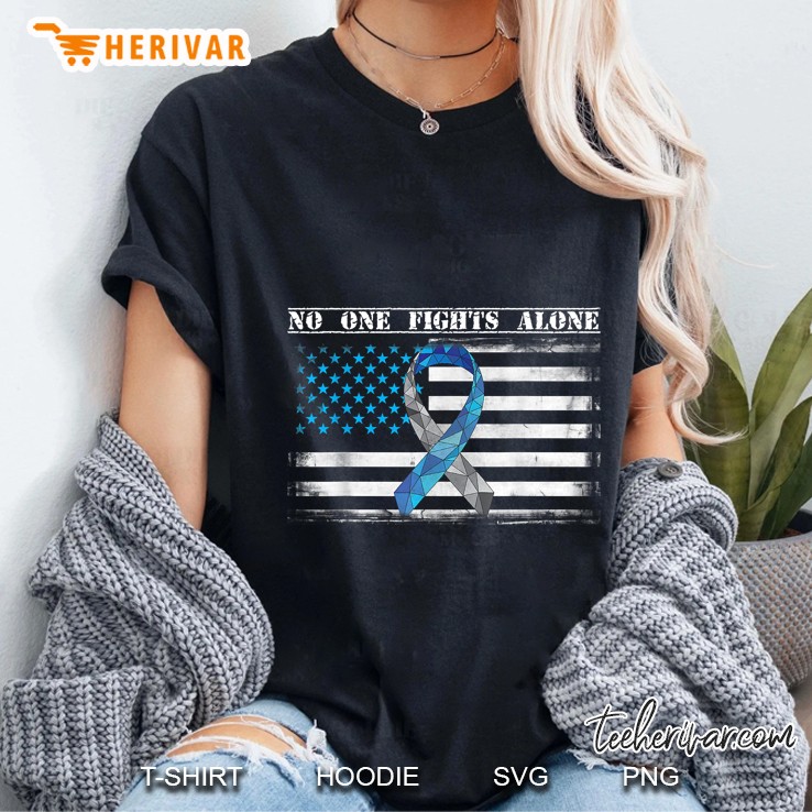No One Fights Alone Diabetes Awareness American Flag Version Ladies Tee