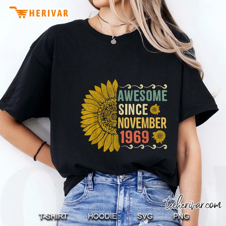 Awesome Since November 1969 Sunflower Vintage Version Ladies Tee