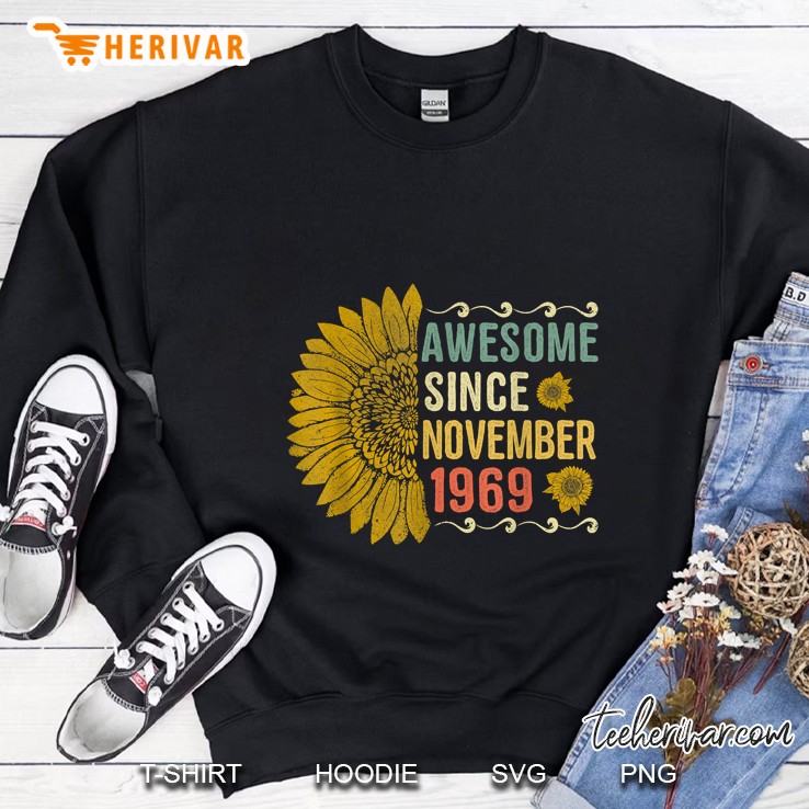 Awesome Since November 1969 Sunflower Vintage Version Sweatshirt
