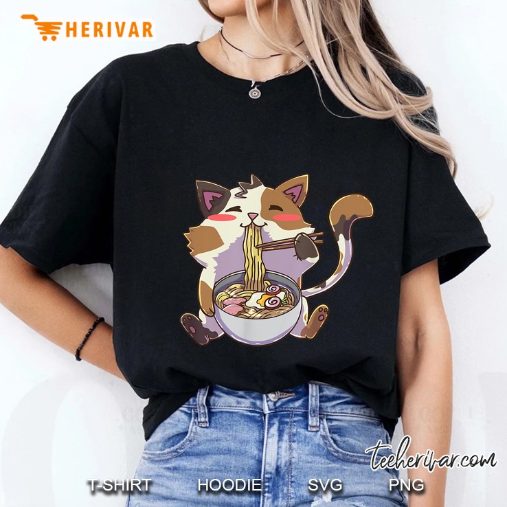 Kawaii Neko Cat Ramen Version2 Ladies Tee