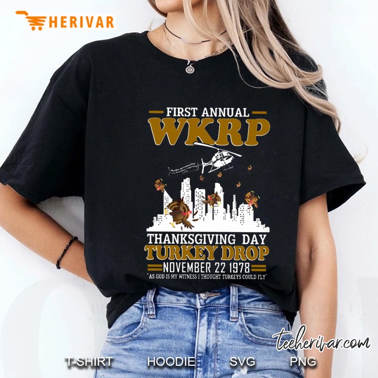 First Annual WKRP Thanksgiving Day Turkey Drop November 22 1978 As God Is My Witness Version2 Ladies Tee