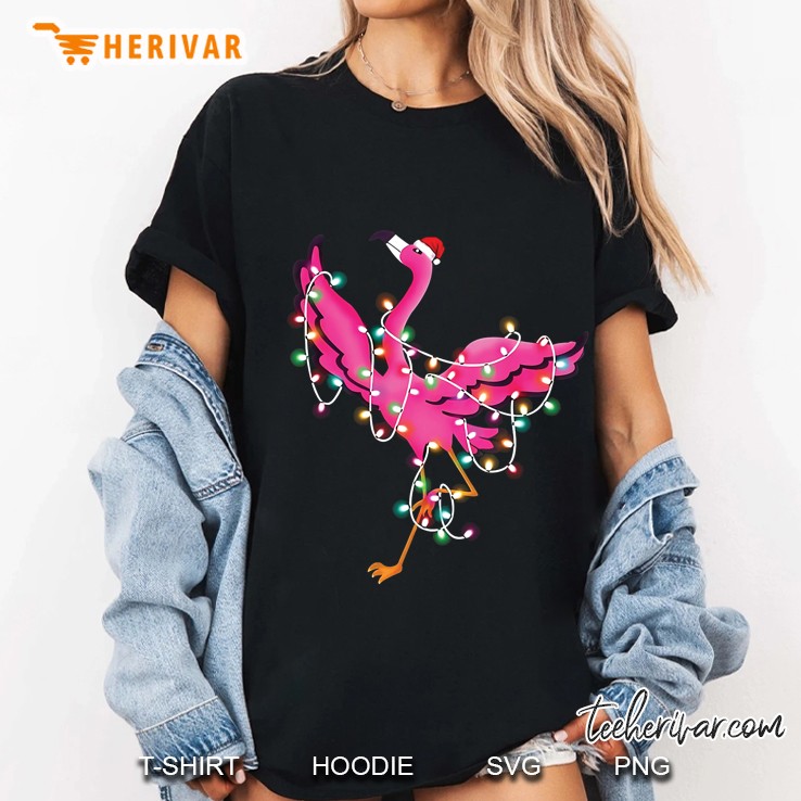 Flamingo Christmas Lights Ladies Tee