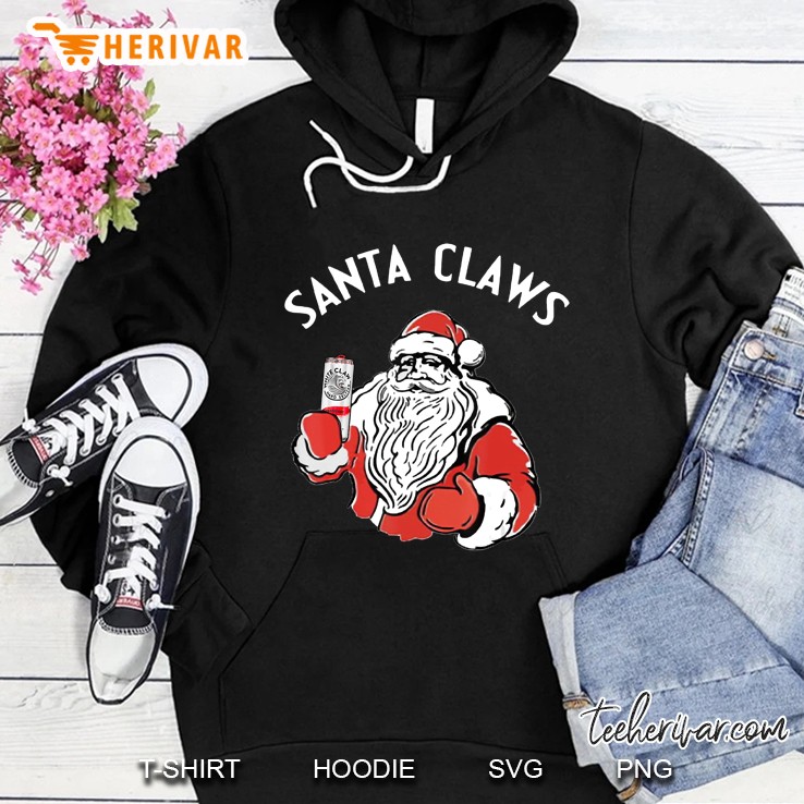 Santa Claws Drink Beer Christmas Black Version Hoodie