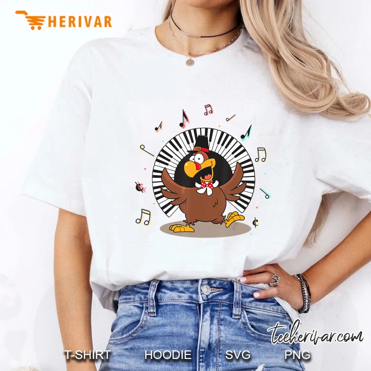 Piano Lover Turkey Thanksgiving Ladies Tee