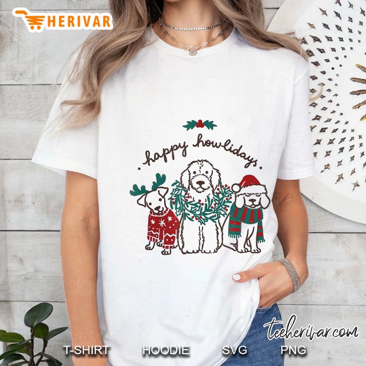 Happy Howlidays Dog Christmas Ladies Tee