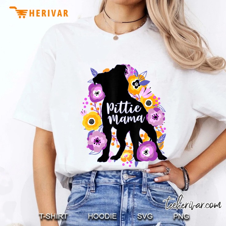 Pittie Mama Floral Version Ladies Tee