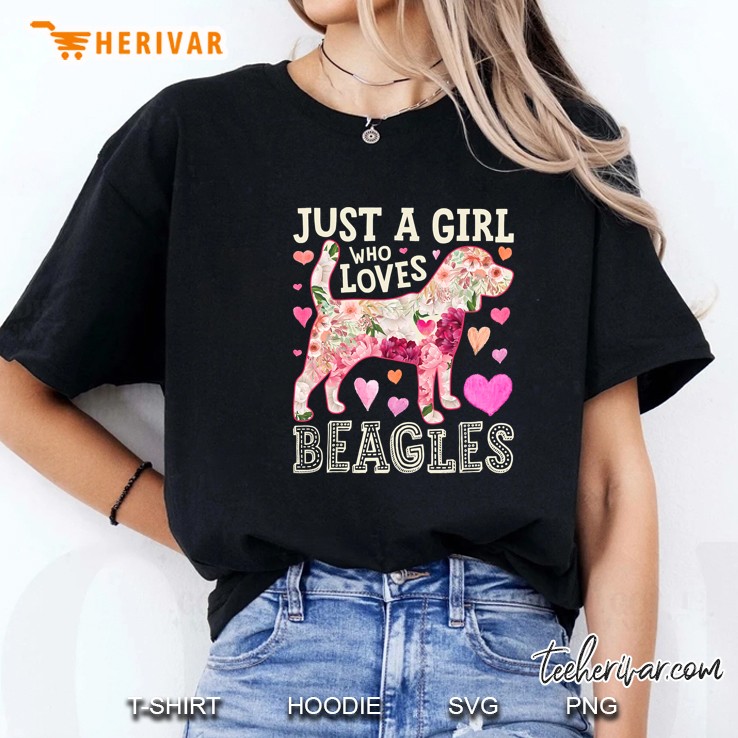 Just A Girl Who Loves Beagles Floral Version Ladies Tee