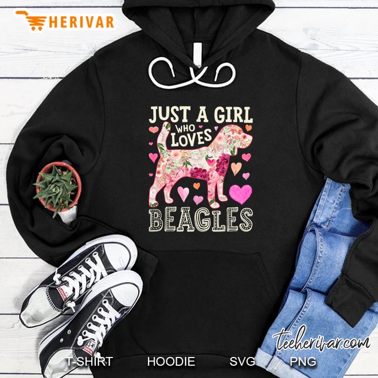 Just A Girl Who Loves Beagles Floral Version Hoodie