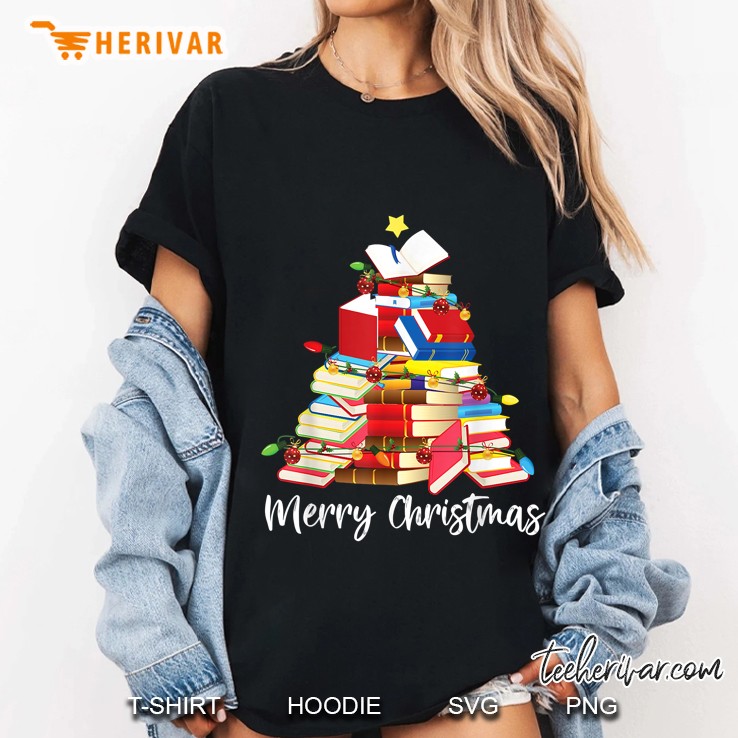 Merry Christmas Books Lover Ladies Tee