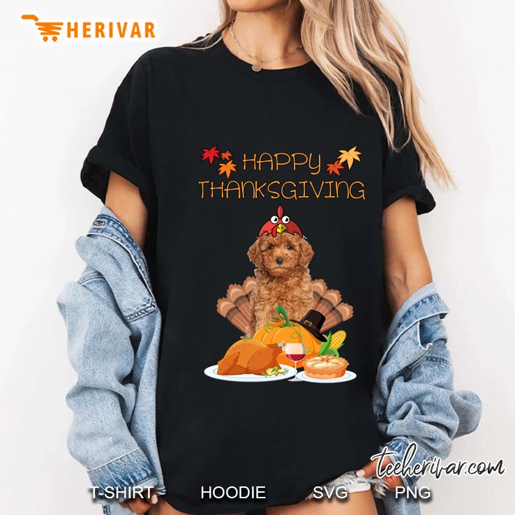 Happy Thanksgiving Goldendoodle Version Ladies Tee