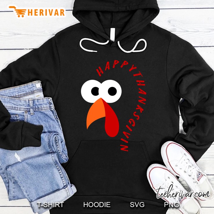 Happy Thanksgiving Cute Turkey Face Hoodie