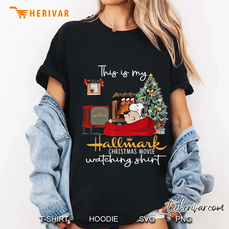This Is My Hallmark Christmas Movie Watching Shirt Snoopy And Charlie Brown Version Ladies Tee