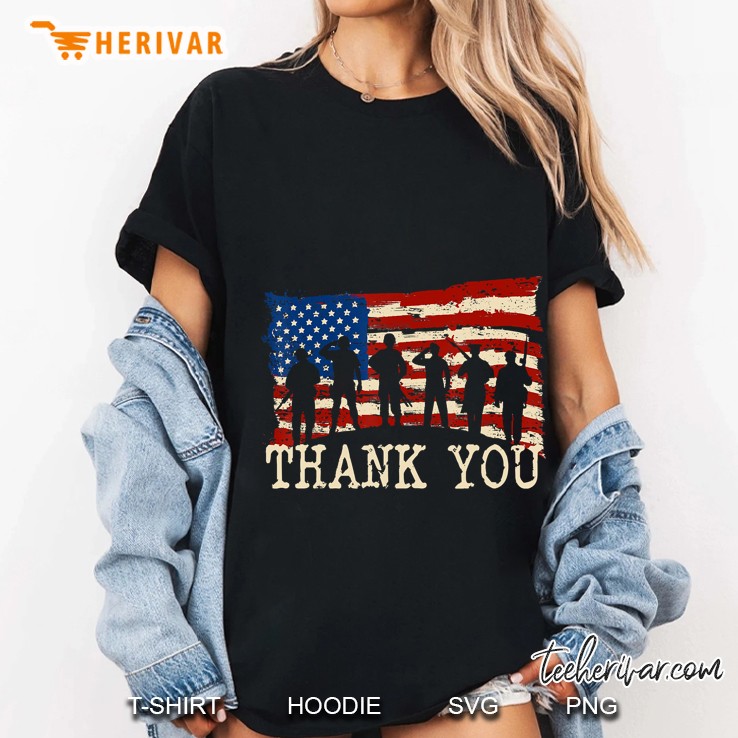 Thank You Veterans American Flag Proud Veteran Ladies Tee