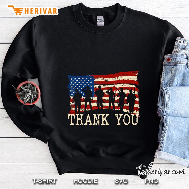 Thank You Veterans American Flag Proud Veteran Sweatshirt