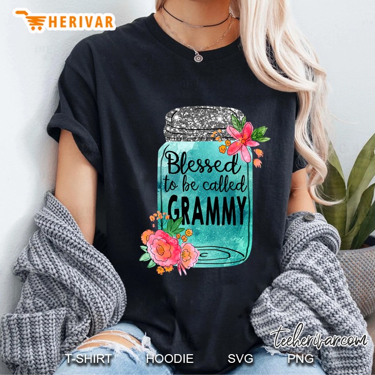 Blessed To Be Called Grammy Floral Version Ladies Tee