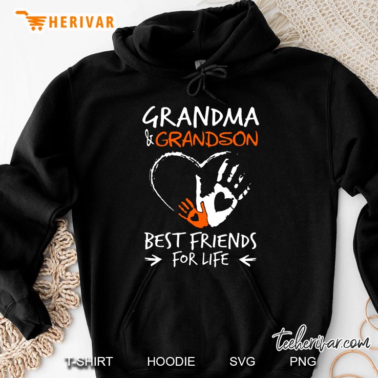 Grandma & Grandson Best Friends For Life Handprint Heart Version Hoodie
