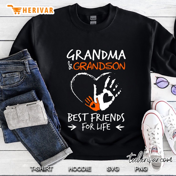Grandma & Grandson Best Friends For Life Handprint Heart Version Sweatshirt