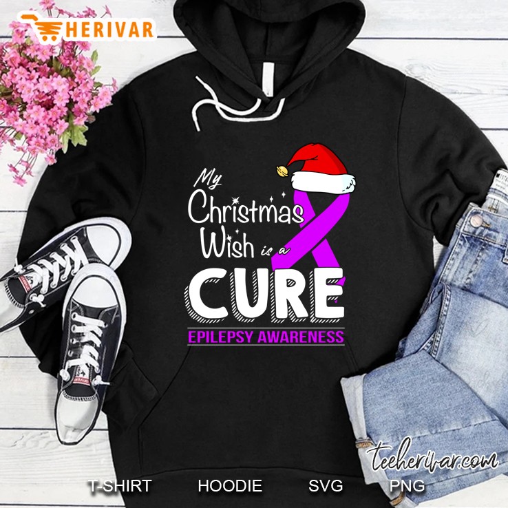 My Christmas Wish Cure Epilepsy Awareness Santa Hat Ribbon Version Hoodie