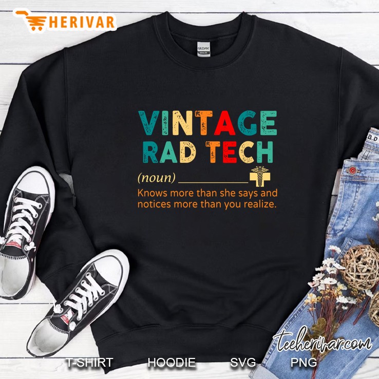 Vintage Red Tech Knows More Than She Says And Notices More Than You Realize Sweatshirt