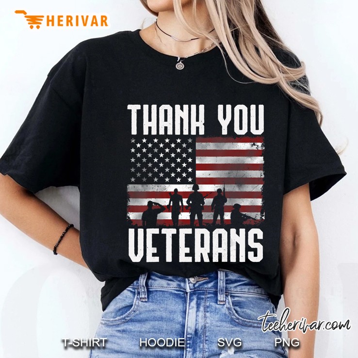 Thank You Veterans American Flag Version2 Ladies Tee