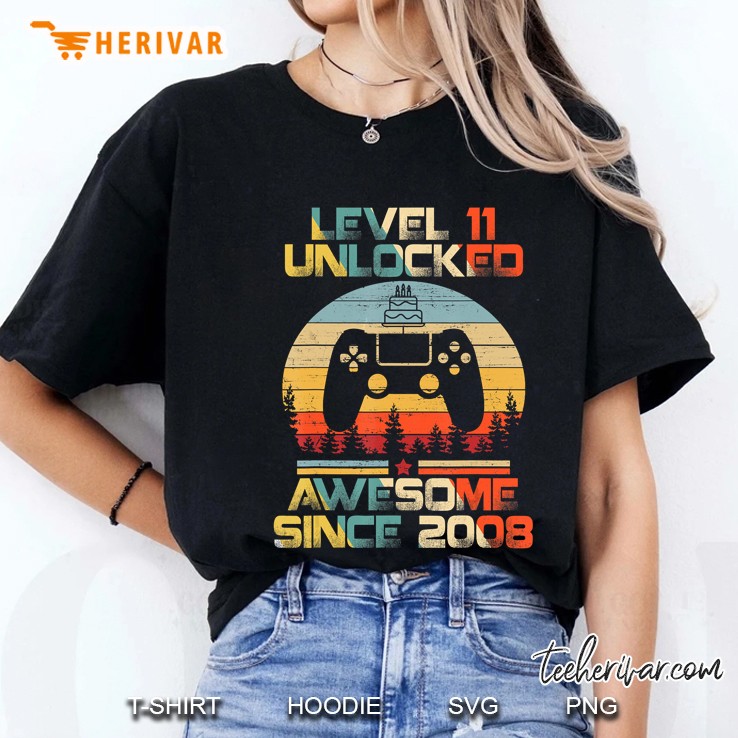 Level 11 Unlocked Awesome Since 2008 Vintage Version Ladies Tee