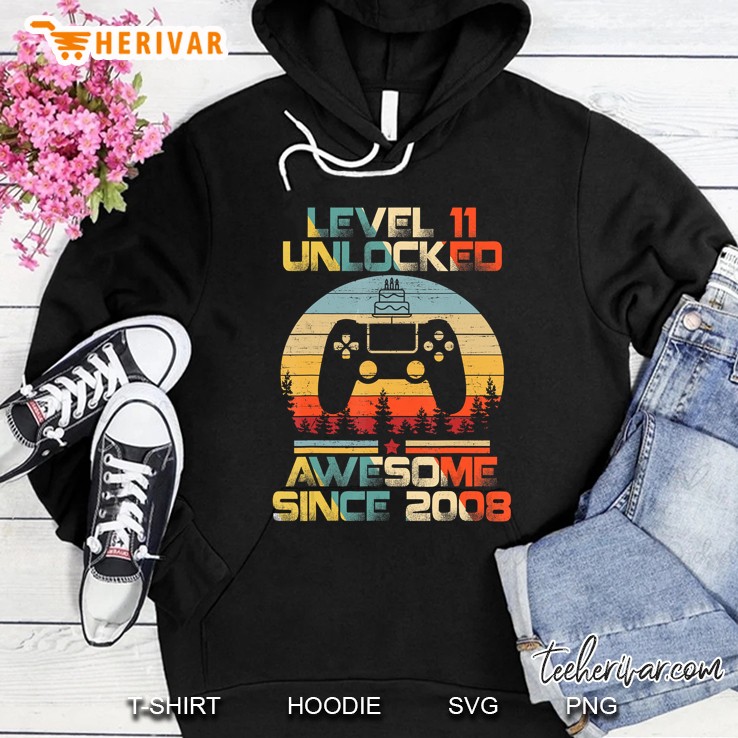 Level 11 Unlocked Awesome Since 2008 Vintage Version Hoodie