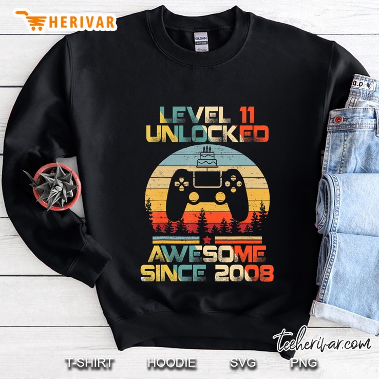 Level 11 Unlocked Awesome Since 2008 Vintage Version Sweatshirt