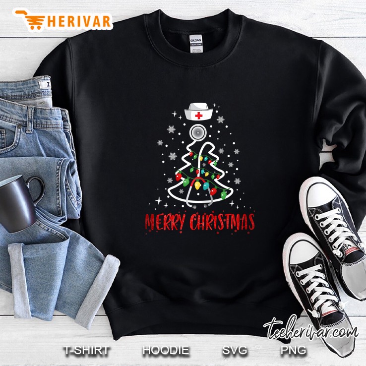 Merry Christmas Nurse Christmas Tree Snowflakes Version Sweatshirt