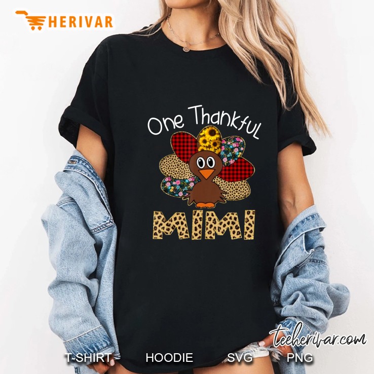 One Thankful Mimi Cute Turkey Thanksgiving Ladies Tee