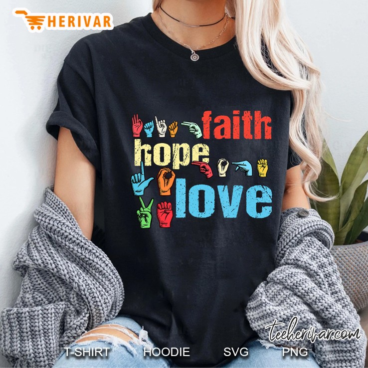 Faith Hope Love American Sign Language Vintage Version Ladies Tee