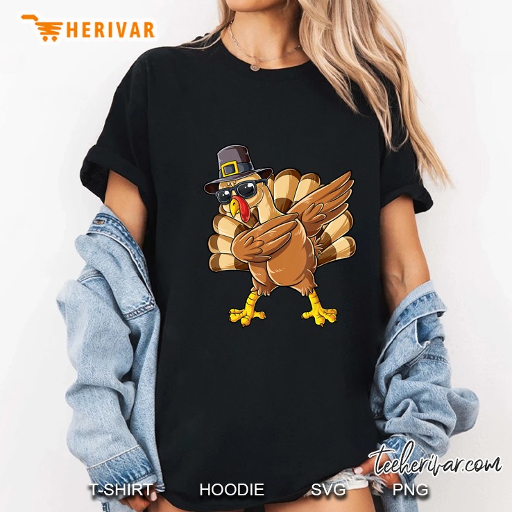 Dabbing Turkey Thanksgiving Turkey With Glasses Version Ladies Tee