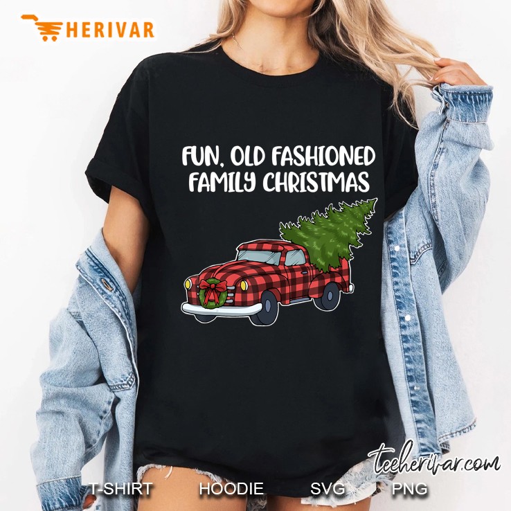 Fun Old Fashioned Family Christmas Oldtimer Truck Version Ladies Tee
