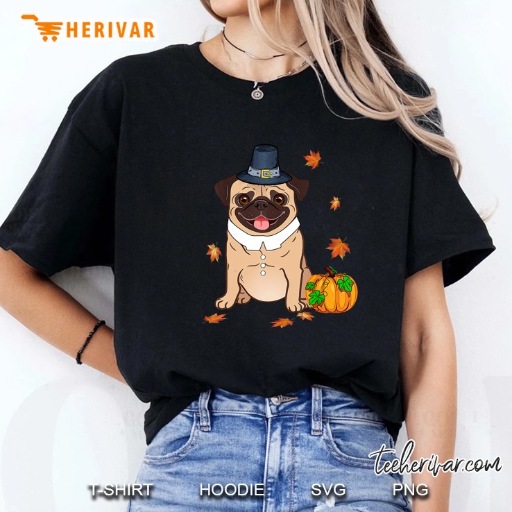Pug Thanksgiving Costume Pilgrim Turkey Ladies Tee