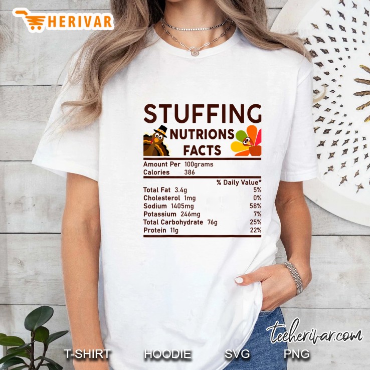 Stuffing Nutrition Facts Funny Thanksgiving Ladies Tee